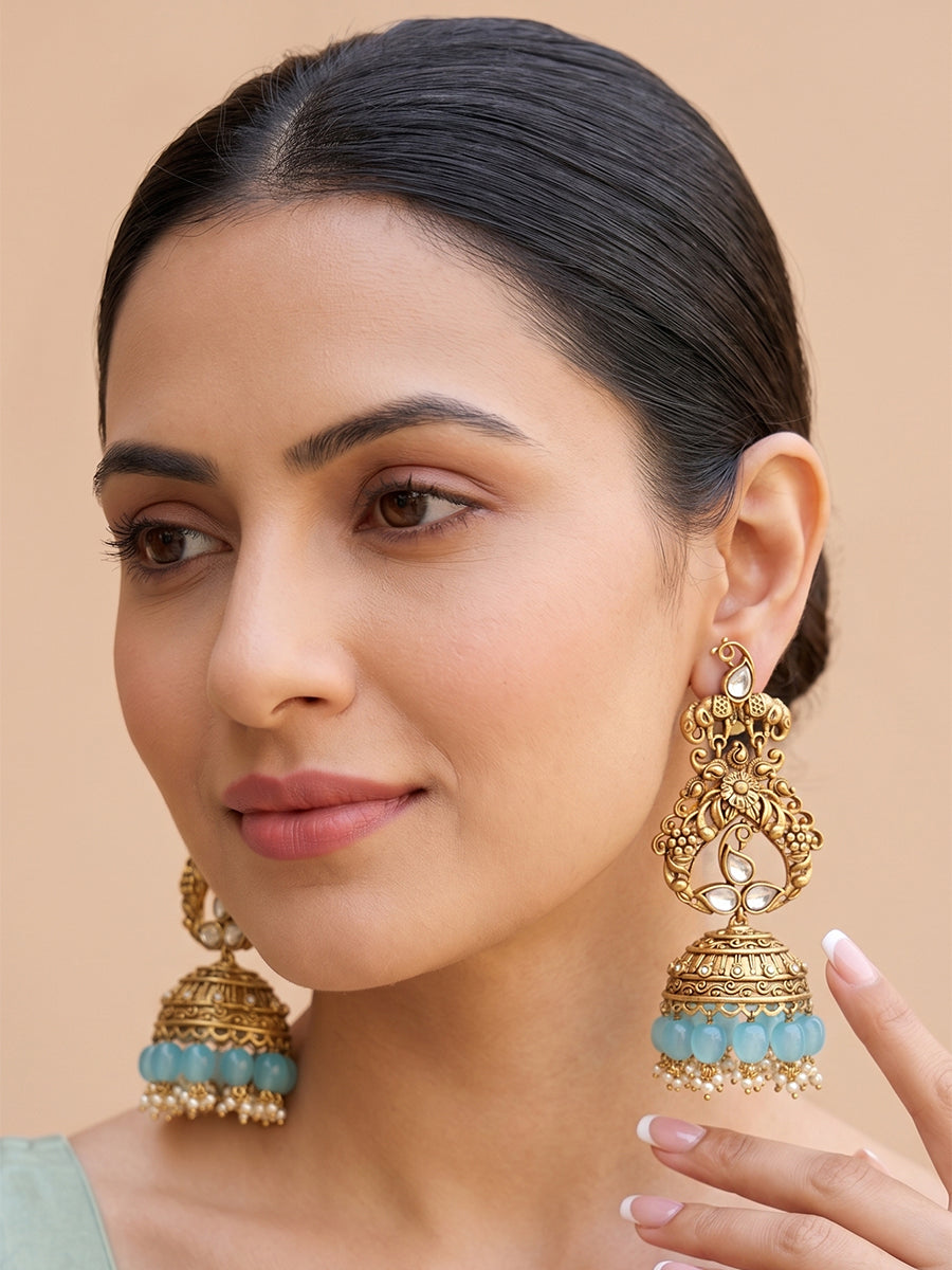 Yamini Earrings - Gold / Aqua