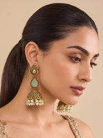 Aneeza Earrings - Gold /Mint green