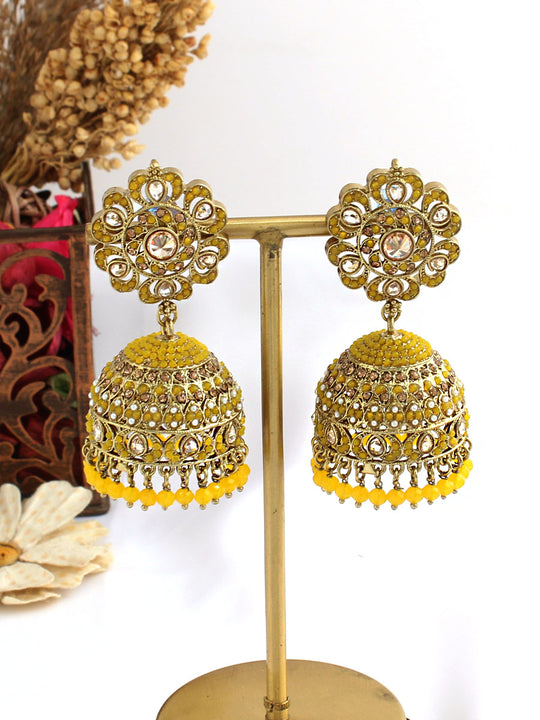 Suhair Jhumki Earrings-Yellow