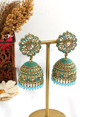 Suhair Jhumki Earrings-Turquoise