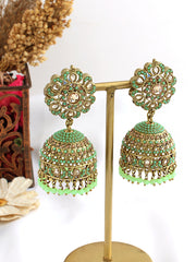 Suhair Jhumki Earrings-Mint Green