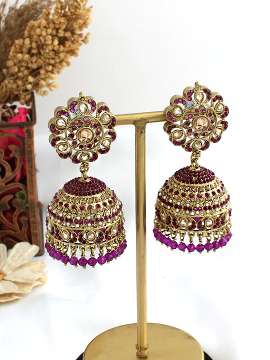 Suhair Jhumki Earrings-purple