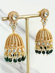 Patiala Jhumka Earrings-Green