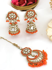 Keesha Earrings & Tikka-Orange