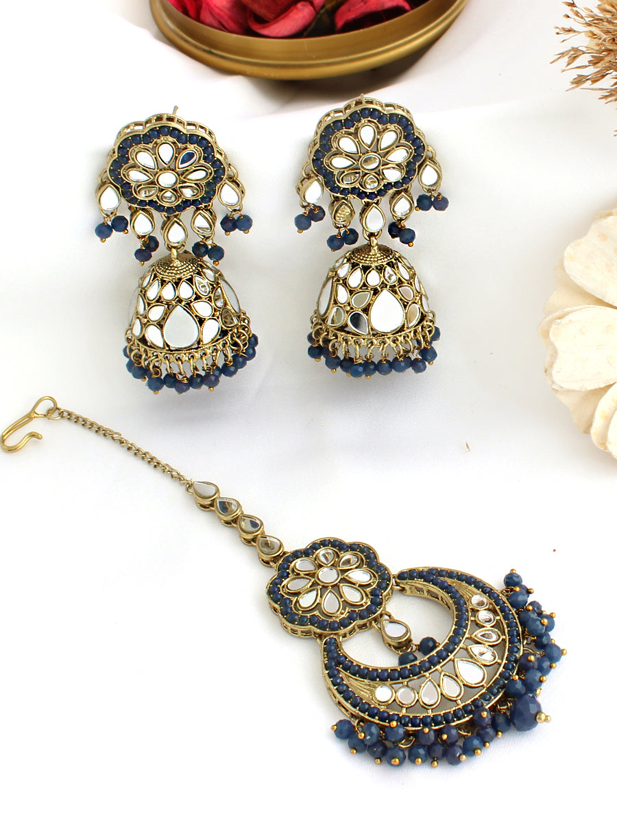 Keesha Earrings & Tikka-Blue