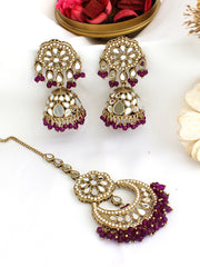 Keesha Earrings & Tikka-Purple