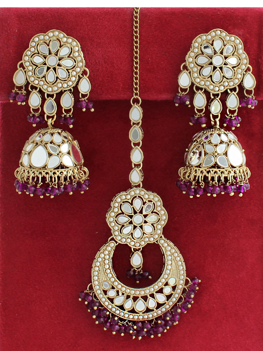 Keesha Earrings & Tikka-Purple