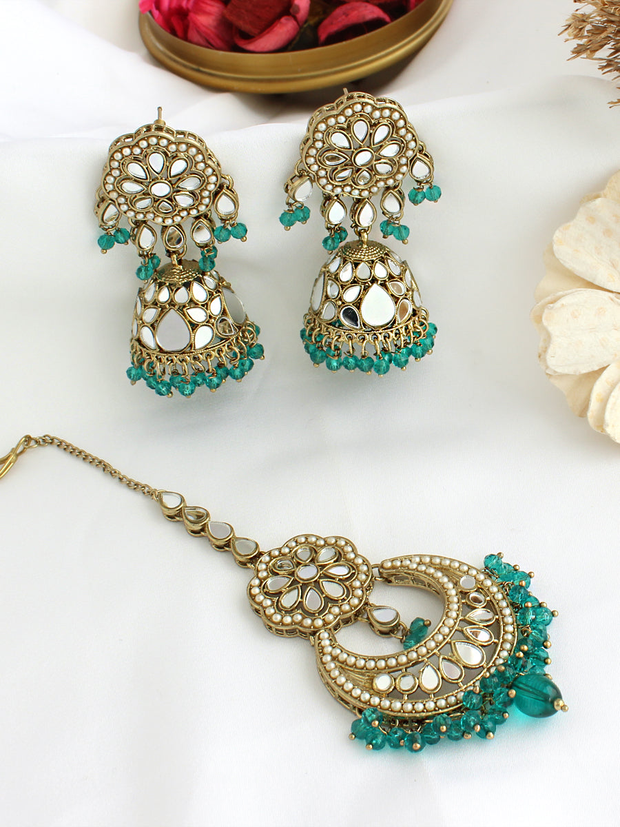 Keesha Earrings & Tikka-Rama Green