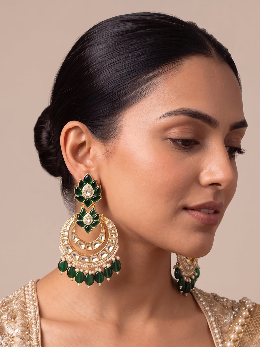 Ekta Chandbali Earrings - Green 