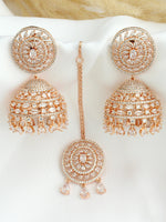 Nayra Earrings & Tikka Set -  Rose Gold / Rose Gold