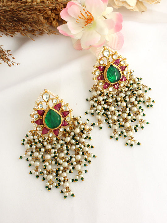 Kesar Earrings-Pink/Green