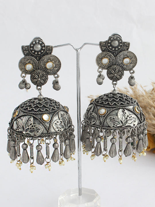 Romisa Jhumka Earrings-Antique Silver