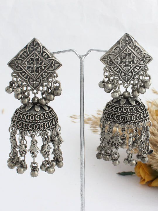 Kajri Jhumka Earrings-Antique Silver