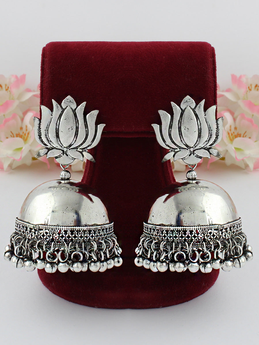 Kangana Jhumka Earrings-Antique Silver