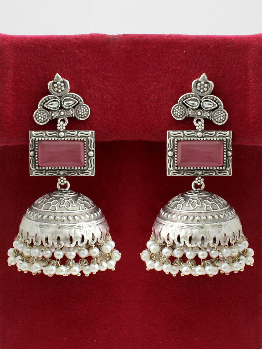 Begum Jhumki Earrings-Pink