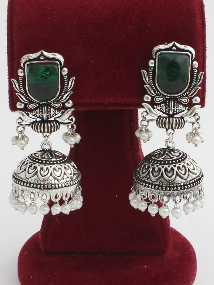 Antra Jhumki Earrings-Green