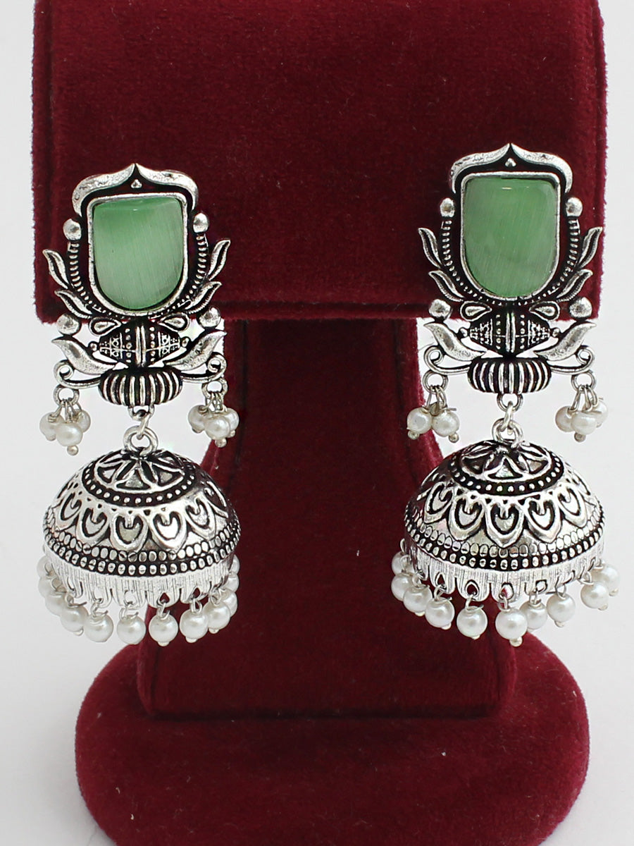 Antra Jhumki Earrings-Mint Green