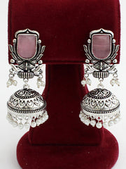 Antra Jhumki Earrings-Pastel Pink