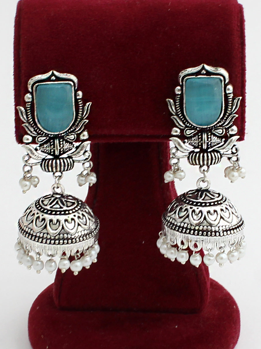 Antra Jhumki Earrings-Aqua