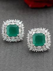 Sania Stud Earrings-Green