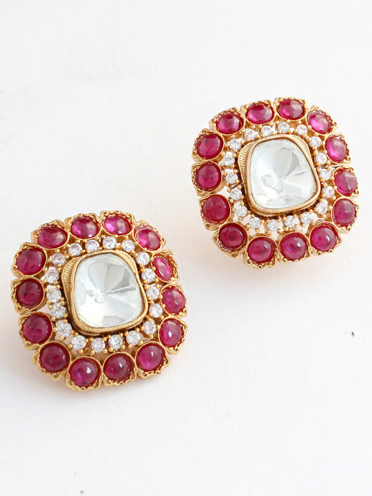 Maitri Stud Earrings-Hot Pink