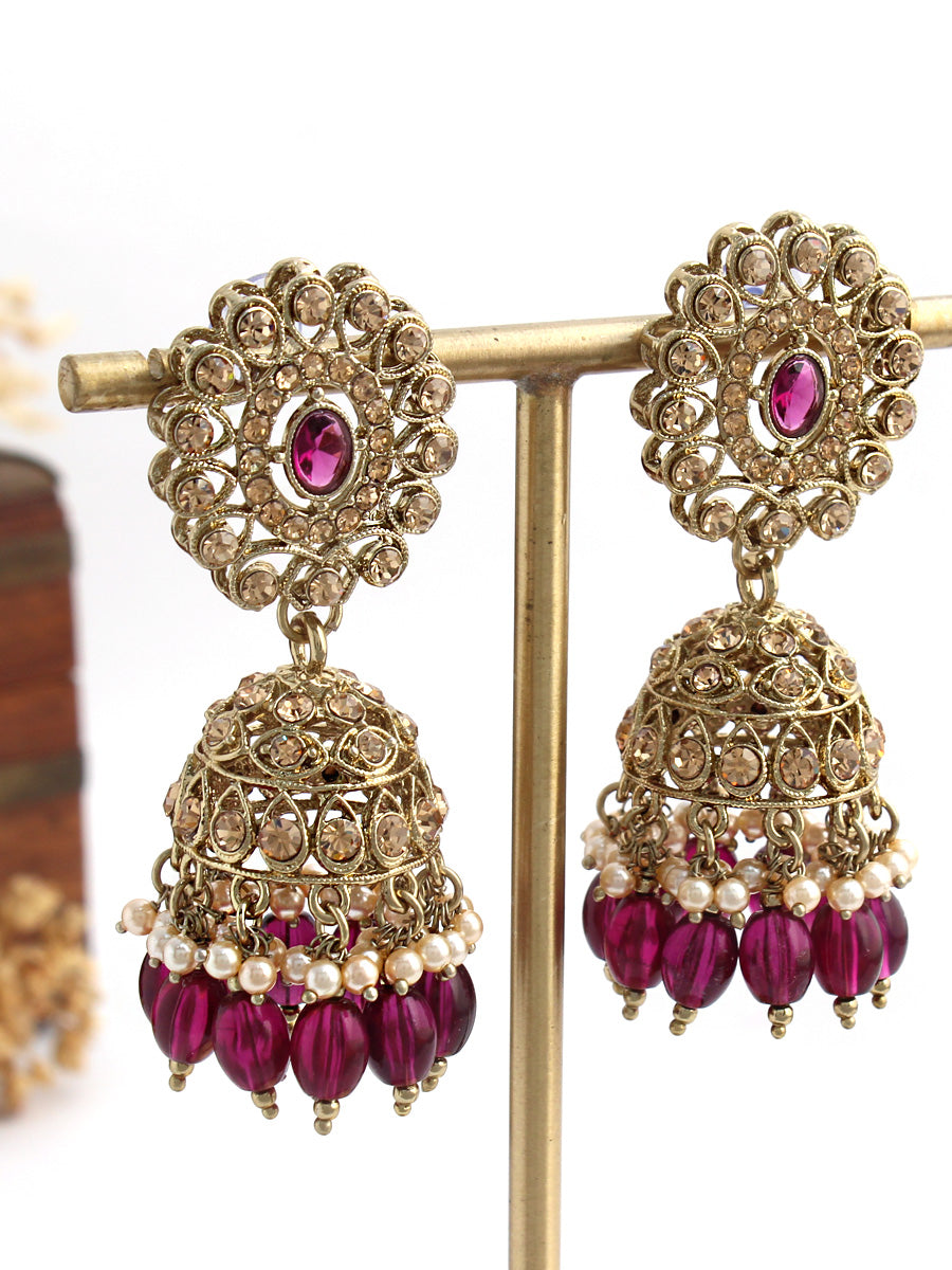 Tanisha Jhumki Earrings-Purple