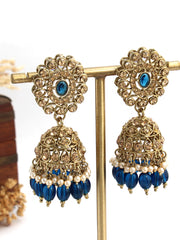 Tanisha Jhumki Earrings-Blue