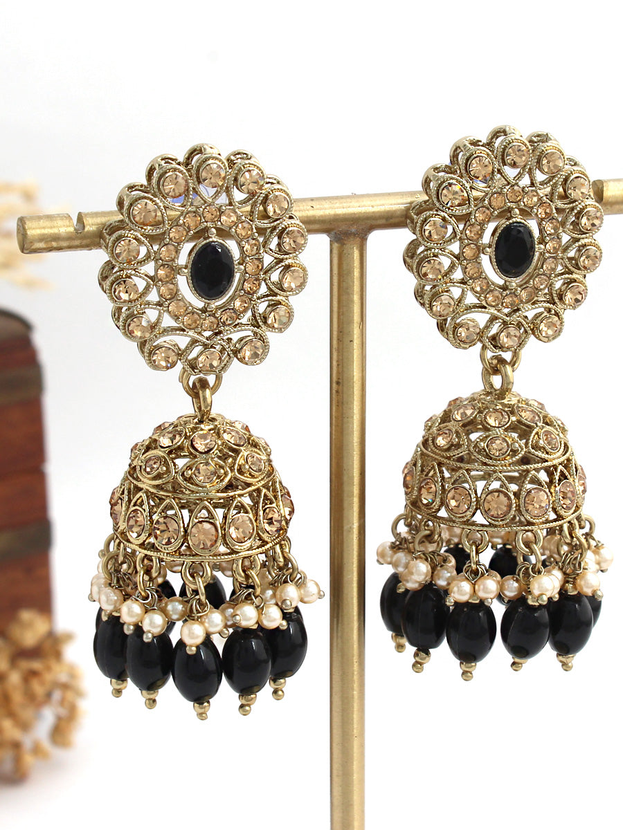 Tanisha Jhumki Earrings-Black
