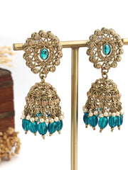 Tanisha Jhumki Earrings-Sea Green