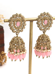 Tanisha Jhumki Earrings-Pastel Pink