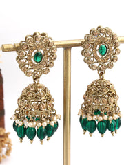 Tanisha Jhumki Earrings-Green