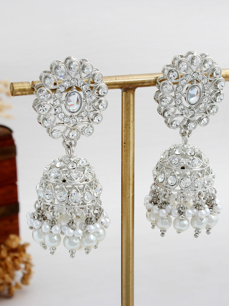 Tanisha Jhumki Earrings-Silver