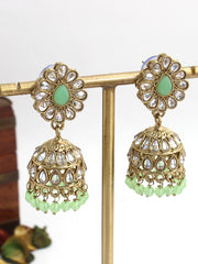 Asmee Jhumki Earrings-Mint Green