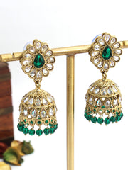 Asmee Jhumki Earrings-Green
