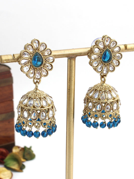 Asmee Jhumki Earrings-Blue