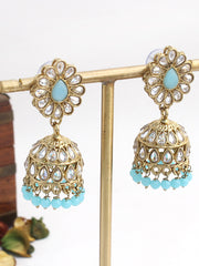 Asmee Jhumki Earrings-Turquoise
