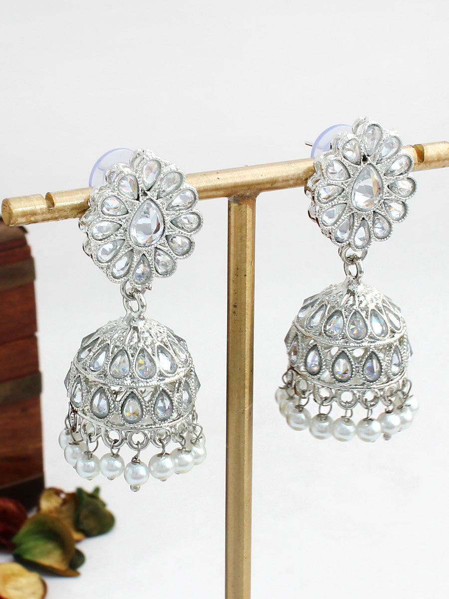 Asmee Jhumki Earrings-silver