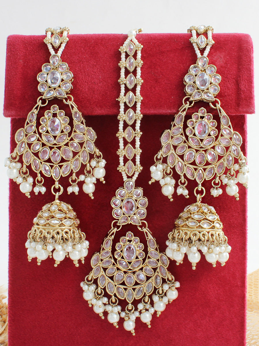 Maangtika Set/punjabi Tikka and Earrings/jhumka Tikka/long Indian Earrings/pink  Indian Earrings/jaipur Earrings/polki Tikka/meenakari Jhumka - Etsy