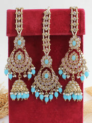 Ayeza Earrings & Tikka-Turquoise
