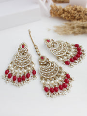 Tamanna Earrings & Tikka-Ruby Pink