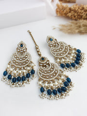 Tamanna Earrings & Tikka-Blue