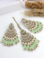 Tamanna Earrings & Tikka-Mint Green