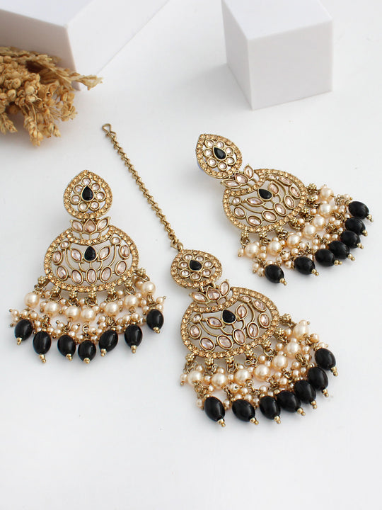 Akira Earrings & Tikka-Black