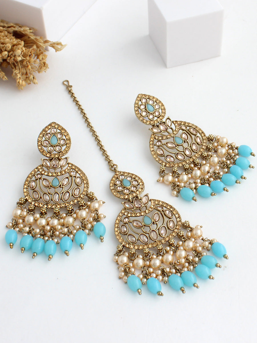 Akira Earrings & Tikka-Turquoise