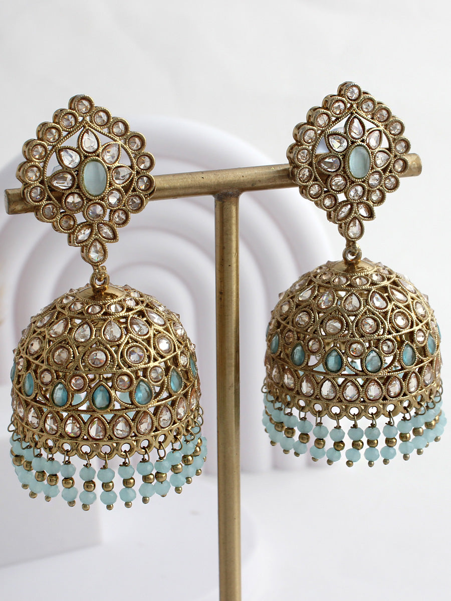 Rabia Jhumki Earrings-Pastel Blue