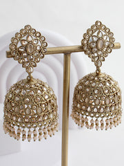 Rabia Jhumki Earrings-Peach