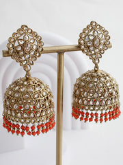 Rabia Jhumki Earrings-Orange
