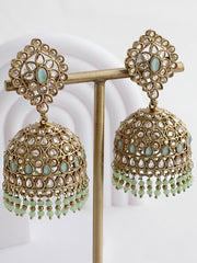 Rabia Jhumki Earrings-Mint Green