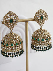 Rabia Jhumki Earrings-Green