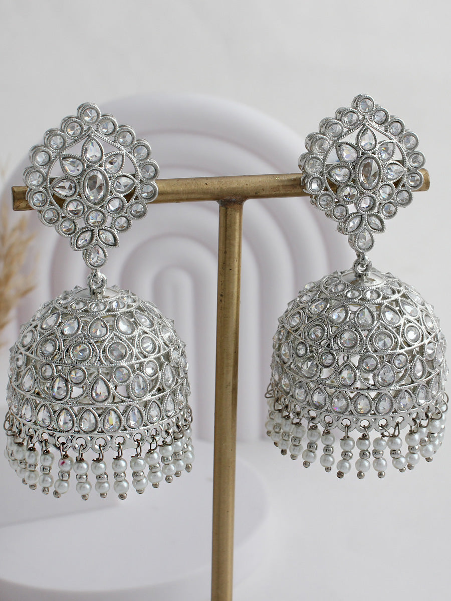 Rabia Jhumki Earrings-Silver